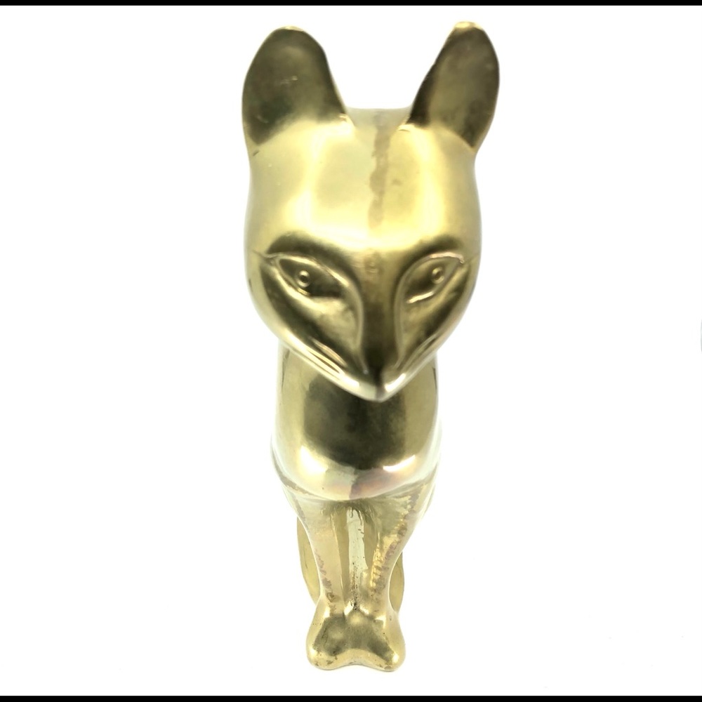 SOLD 60s Solid Brass Cat Statue Mid Century Modern - Picture 3 of 13